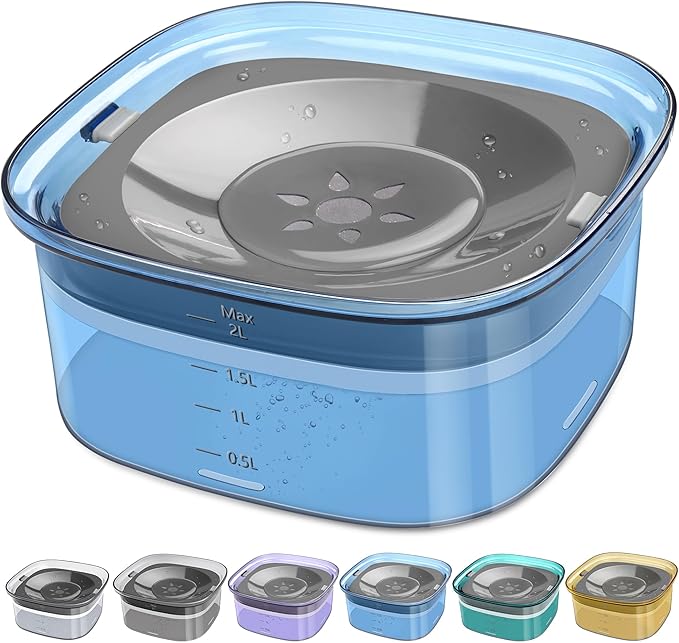 UPSKY 70oz Dog Water Bowl 2L No Spill Dog Bowl Large Capacity Spill Proof Slow Water Feeder, No Splash Dog Bowl Pet Water Dispenser Vehicle Carried Travel Slow Drinking Bowl for Messy Drinkers, Cats