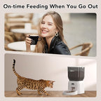 Automatic Dog & Cat Feeder, with Freshness Preservation, 4L Timed Cat Feeder with LCD Screen.Up to 6 Meals Per Day and 1-15 Portion for Cats & Dog (White)