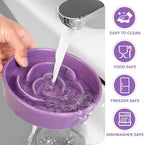 TRUVIC Ceramic Slow Feeder Dog Bowls Small Breed, 0.6 Cup Slow Feeder Cat Bowls for Fast Eaters, Ceramic Dog Food Dish no Black Chin, Puzzle Bowl for Small Dogs and Cats, Purple