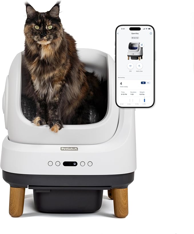 PetSafe ScoopFree OpenSky Automatic Self-Cleaning Cat Litter Box - Hands-Free Cleaning - Odor Control Litter System - App Controlled with Health Monitoring - Multi-Cat Compatible