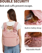 OFY Cat Carrier Puffy Backpack Breathable Small Dog Front Backpack Large Space for Small Dogs, Drawstring & Water-Resisant Pet Bag for Travel Hiking, Lotus Pink Patent Pending
