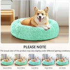 JOLLYVOGUE Calming Dog & Cat Bed for Large Dogs, Anti-Anxiety Donut Cuddler Cozy Soft Round Bed with Anti-Slip Bottom, Fluffy Faux Fur Plush Cushion Beds for Medium Dogs (36")