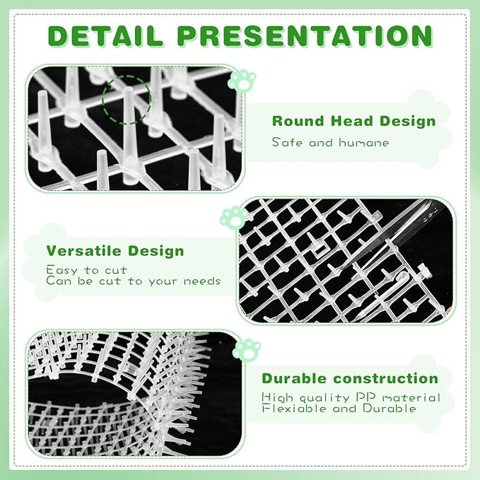 Sanwuta 2 Pcs 26.3 ft Cat Spike Mat Outdoor Cat Deterrent Mat with Spikes Prickle Strips Indoor Dog Digging Deterrent Anti Network Spikes with 10 Staples for Garden Fence(White)