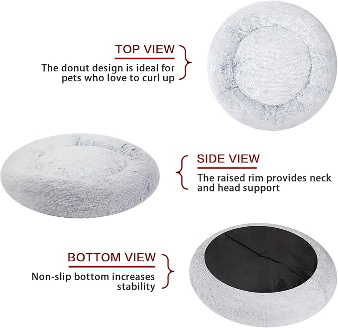Bedfolks Calming Donut Dog Bed - 45 Inches Round, Plush for Extra Large Dogs, Anti-Anxiety, Washable & Non-Slip (Light Blue, Extra Large)