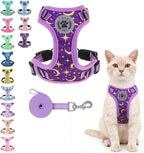 BEAUTYZOO Cat Harness, Escape Proof Cat Leash and Harness Set for Walking, Soft Breathable Vest Harness with Neck Adjustable, Reflective Easy-Control Kitten Harness for Cats (Star Design),Purple S
