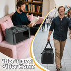 YUDODO 2 Packs 25 lbs Lightproof Soft Sided Pet Carrier for Large Cat & Small Dog Airline Approved Travel Bag Puppy Carriers with Side Pockets & Reflective Mesh, Foldable Portable for Car 2 Grey Green