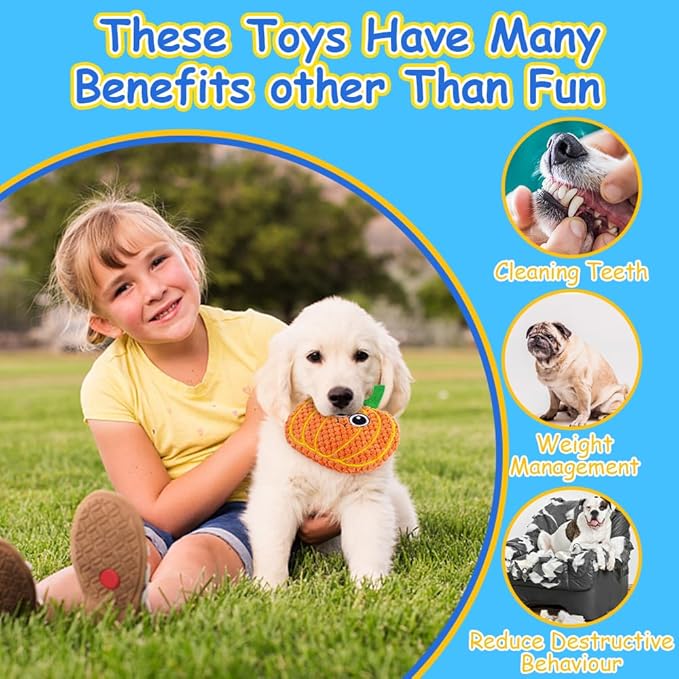 Dog Toys No Stuffing, 8 Pack Dog Squeaky Toy, Crinkle Plush Chew Toy for Small, Medium Breeds, Flat Stuffless Puppy Cute Durable Interactive Toys for Aggressive Chewers