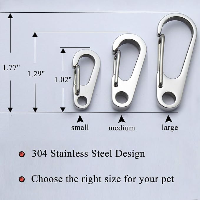 IVIA Dog Tag Clips/Multiple Size 304 Stainless Steel Quick Clip with Rings/Easy Change Pet ID Tag Holder for Small/Medium/Large Dog Cat Collars and Harnesses.(3 Pack)