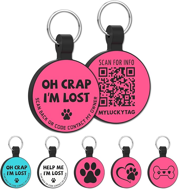 MYLUCKYTAG Silent Silicone QR Code Dog Tags - Scan QR for Instant Pet Location Alerts