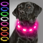 Joytale Light Up Dog Collar, Rechargeable Rainproof LED Collar for Night Walking Safety, Soft Silicone Glow in The Dark, Suitable for Small Medium Large Dogs, HotPink