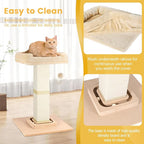 Cat Scratching Post,Heavy Duty and Thicker Scratching Posts for Indoor Cats Adults, Cat Scratcher with Cat Perch, Tall Cat Scratching Post with Bed, Removable Cover, 28 inches