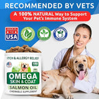 BARK&SPARK Omega 3 for Dogs - 360 Fish Oil Treats for Dog Shedding, Skin Allergy, Itch Relief, Hot Spots Treatment - Joint Health - Skin and Coat Supplement - EPA & DHA Fatty Acids - Salmon Oil