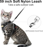 Cat Harness and Leash for Walking, Retractable Cat Harnesses and Leash Set Escape Proof, Breathable Soft Kitten Small Large Harness for Travel Training and Walking, Black, XXS