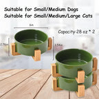 Petygooing Ceramic Dog Bowl Set with Stand, Cat & Dog Food and Water Bowls, Medium Size - Anti-Slip Set of 2 - 28 OZ /3.6 Cups - Rust Green