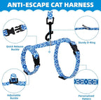 PAWCHIE Cat Harness and Leash Set, Cats Escape Proof-Adjustable Kitten Harness Lightweight Soft Outdoor Walking Travel Pet Safe Harness, Puppy Harness for Girl Cats Bunny Rabbit Small Dog, Blue S