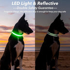 Visinite Light Up Dog Collar, Reflective LED Dog Collar, Adjustable Lighted Dog Collars Rechargeable Waterproof, Bright Dog Glow Collar for Pet Safety at Night Walking, Fit Large Medium Dogs