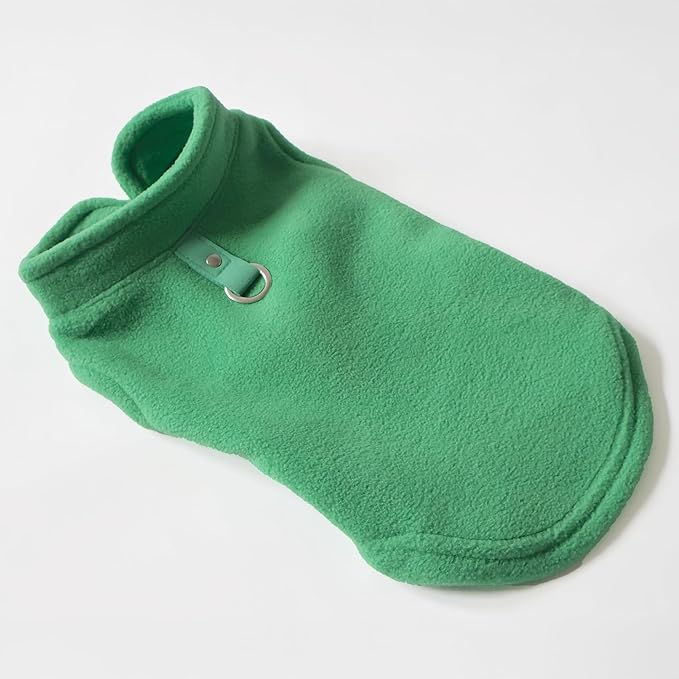 JACKO & CO - Fleece Vest Sweater with Leash Ring - Soft Lightweight Breathable for Puppies Small Medium Dogs, Kitten, Cats, Chihuahua - Warm for Fall/Autumn/Winter (Green, Small 4-6lbs)