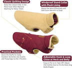 Queenmore Dog Winter Coat Warm Puffer Jacket Waterproof Plush Lining Thermal Cold Weather Vest for Small Medium Large Dogs, Windproof Easy On Pet Jacket Burgundy XS