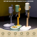 Pet Standing Water Dispenser Cat Dog Standing Ceramic Bowl Automatically Feeding Water Height Adjustable Detachable Pole (White-Pink, Large)