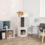 TRIXIE Fonda Cat Scratching Post 39 Inch - Cat Scratcher with Soft Fabric Covering Base and Durable Sisal Rope - for Large Cats with Condo Base and Platform - in Gray