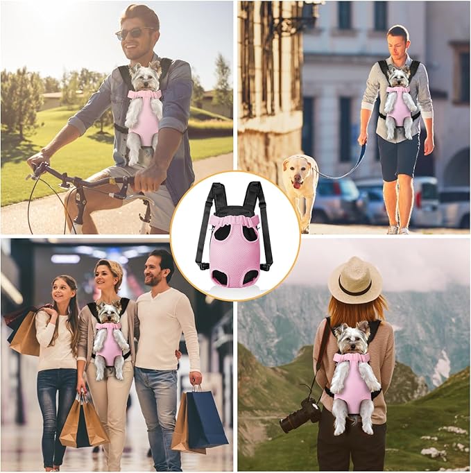 YUDODO Pet Dog Carrier Backpack Adjustable Dog Front Carrier, Legs Out Easy-Fit Dog Travel Backpack Carrier for Hiking Camping for Small Medium Dogs Cats and Rabbits (Medium, Pink)