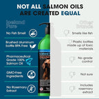 Salmon Oil | Unscented Pharmaceutical Grade | 1118mg of Omega-3 per teaspoon | Liquid Food Supplement For Dogs and Cats | BPA-Free Brushed Aluminum Epoxy coated Bottle with Pump 17oz