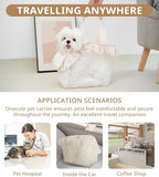 Dog Carrier for Small Dogs Rabbit cat with Lace Design, Cotton Bag, Dog Carrier Soft Sided, Collapsible Travel Puppy Carrier (Beige, 13" L x 6.7" W x 10.6" H)