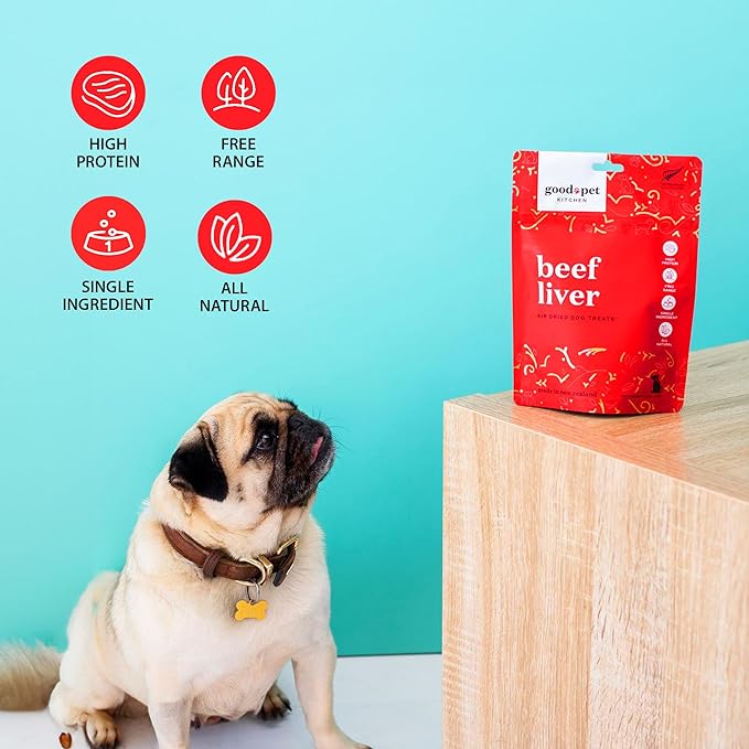 Pet Treats, Air-Dried, Natural, Single Ingredient Dog Treat, Free Range, Grain Free Dog Treats, Toppers, Snacks, Beef Liver 2.8 oz