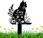 Custom Cat Memorial Grave Marker Stake Personalized Cat Memorial Garden Stake Pet Loss Sympathy Gift Outdoor Memorial Engraved Sign Cat Headstones Metal Sign Pet Plaque Yard Stake
