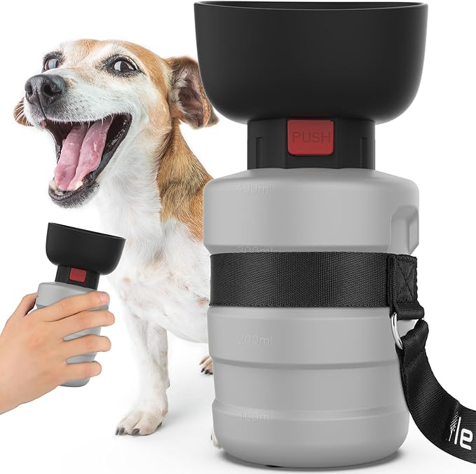lesotc Dog Water Bottle, Portable Water Dispenser with Bowl, Leak Proof Pet Travel Squeeze Bottle, Puppy Essentials Dog Stuff Accessories for Outdoor Walking, Hiking, Camping