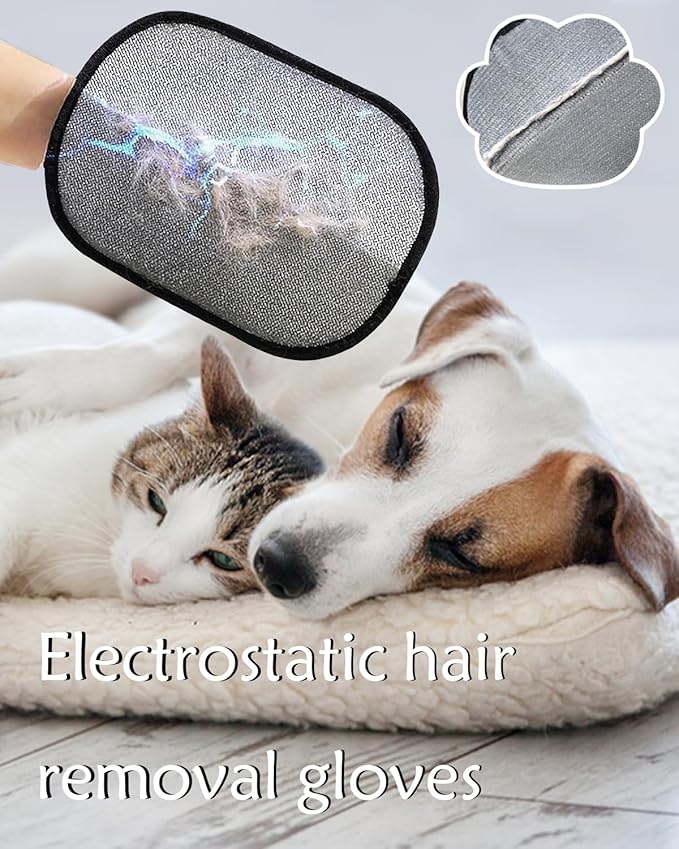 2PCS Pet Hair Removal Glove for Dogs & Cats, Magic Brush Gloves for Furniture & Clothing, Electrostatic Gloves for Pet Hair, Durable & Pet-Safe Design