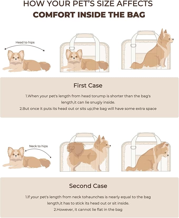 Pet Carrier for Medium Cats, Dog Carrier with Soft-Sided Cat Carriers, Breathable Mesh for Small/Medium Cats Dogs Puppies (Up to 13lbs), Foldable with Safety Buckle for Travel - Beige