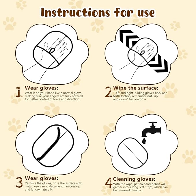 2pcs Pet Hair Removal Glove for Cats & Dogs, 2025 New Upgrade Efficient Grooming Gloves for Pet Hair, Cat Grooming Gloves for Hair Removal, Reusable Pet Hair Remover Glove