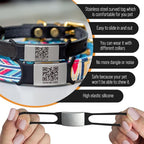 Smart Slide-On QR Code Pet Tag – Silent Dog & Cat ID Tag with Laser Engraving – Stainless Steel & Silicone – No App Needed – Custom Pet Profile – Fits Most Collars (Black, Large)