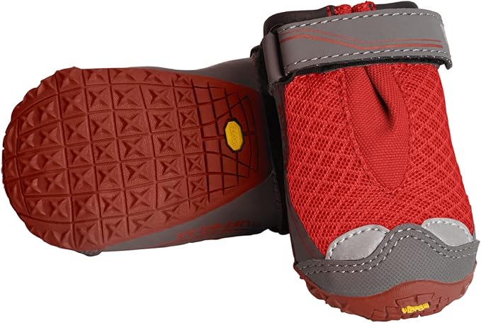 Ruffwear, Grip Trex Dog Shoes, Non-Slip Boots for Hot Pavement & Snow, Weatherproof Paw Protection with Breathable Mesh, Rugged Sole for Hiking, Red Sumac, 2.75"