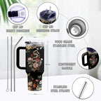 Goth Gifts for Women, 40 Oz Flower of Darkness Tumbler with Handle & Straw, Goth Water Bottle, Birthday Gift for Goths Lover Snake Lovers, Stainless Steel Goths Tumbler, Gifts for Fathers Day
