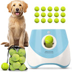 FAHKNS Automatic Dog Ball Launcher for Small Dogs, Indoor/Outdoor Interactive Dog Toy,USB Rechargeable Ball Thrower,10-30 Ft,Includes 15 Mini Tennis Balls,Blue
