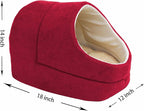 GOOPAWS Cat Cave for Cat and Warming Burrow Cat Bed, Pet Hideway Sleeping Cuddle Cave (Burgundy-2)