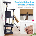 Cat Tree Tower 63in Multi-Level Cat Tower for Indoor Cats with Sisal Scratching Posts, Condo, Hammock, Dangling Ball and Extended Platform for Cats to Play, Pink