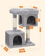Feandrea Cat Tree, 33.1-Inch Cat Tower, L, Cat Condo for Large Cats up to 16 lb, Large Cat Perch, 2 Cat Caves, Scratching Post, Light Gray UPCT61W