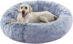 45 inches Donut Dog Bed for Extra Large Dogs,Calming Fluffy Round Jumbo Pet Bed with Removable & Washable Cover, Fits up to 150 lbs Pets (Dark Blue,XL)