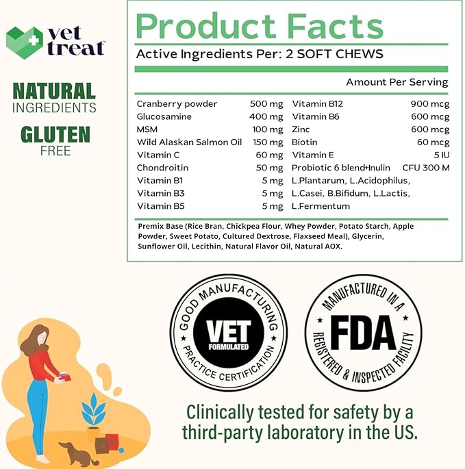Dog Multivitamin Chewable with Glucosamine & Salmon Oil – Made in USA – Puppy & Senior Supplement – 120 Chews – Daily Wellness Support for Joints, Immune System, Skin & Coat, Heart & Digestion