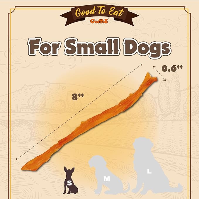 Gootoe Turkey Tendon Dog Treats, Strips 3oz, USA-Sourced Turkey Tendon, Natural Snack, Premium Puppy Chews, Hypoallergenic, Rawhide Free, Reseal Value Bags, Size for Small Dogs