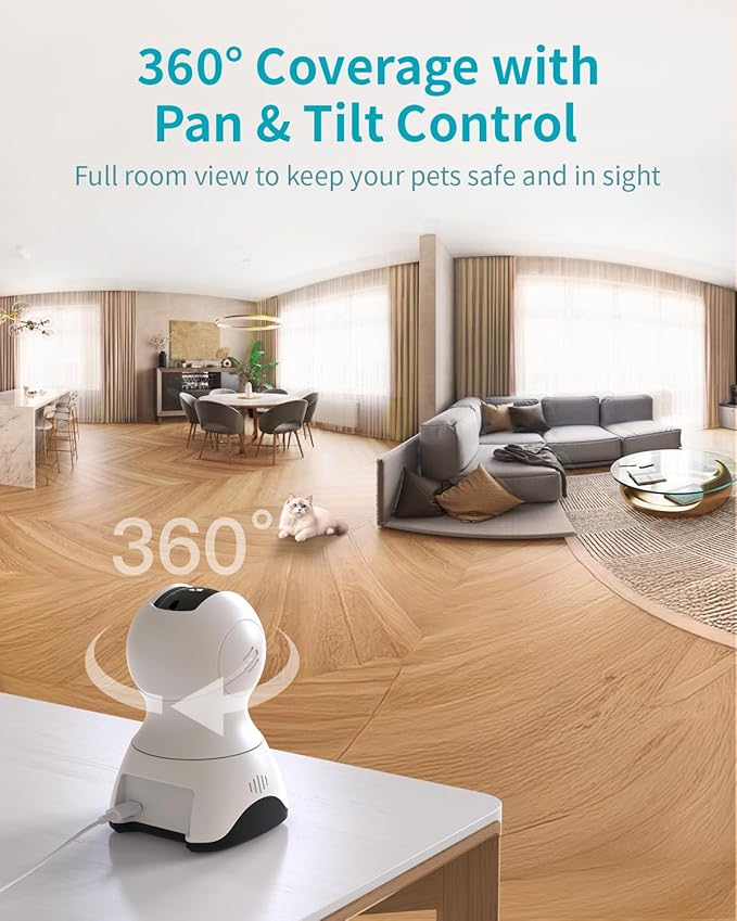 VIMTAG 4K UHD Indoor Cameras for Home Security, 360° Pet Camera Indoor with Phone App, Dog Camera with Speaker, 5G/2.4G WiFi, Motion Tracking&AI Detection, 2-Way Audio, Night Vision, SD/Cloud Storage