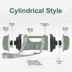 Gardner Pet Portable Dog Water Bottle&Food Container (49.6oz) – Leakproof Travel Water Bottle for Medium/Large Dogs (30+ lbs) Hiking, Camping, Beach – 2 Collapsible Bowls & Shoulder Strap (Grey)