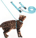 PUPTECK Adjustable Cat Harness and Leash Set Escape Proof Kitten Strap Collar for Walking Travel, SkyBlue