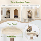 Globlazer Heavy Duty Cat Trees for Large Cats, Sturdy 72in Maine Coon Cat Tree for Large Cat 20 lbs+ Heavy Duty Cat Tower for Adult Biggest Cats with 6 Scratching Posts, Hammock, S72, Beige
