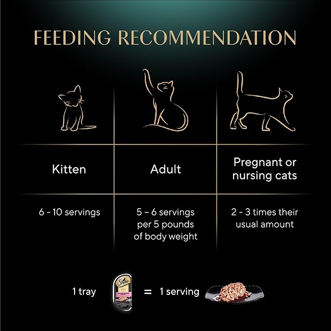 Sheba Perfect Portions Wet Cat Food Cuts in Gravy, Roasted Chicken Entree, Tender Turkey Entree, with Sustainable Salmon, and with Sustainable Tuna, 2.6 oz. Twin-Pack Trays (24 Count, 48 Servings)