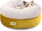 Cat Bed for Indoor Cats,Round Cat Bed for Small Pets,Washable Pet Bed with Non-Skid Bottom,Pet Bed for Puppy and Kitty,19 Inches,Yellow