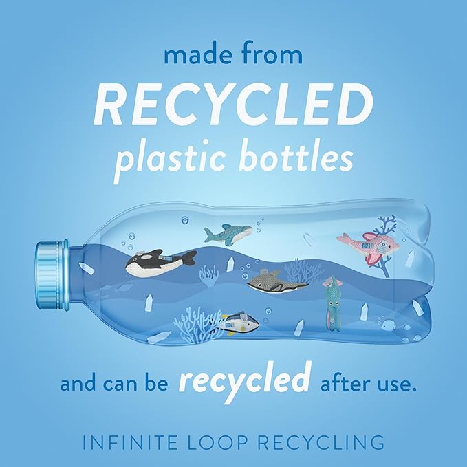 Spunky pup Clean Earth Plush Dog Toy with Squeaker - Recycled, Eco-Friendly, Floats for Beach, Lake, Pool - Shark, Small